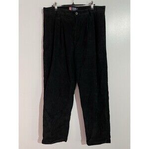 Vtg Chaps Corduroy‎ Pants Mens 34x30 Black Cuffed Straight Preppy Office 90s Y2k